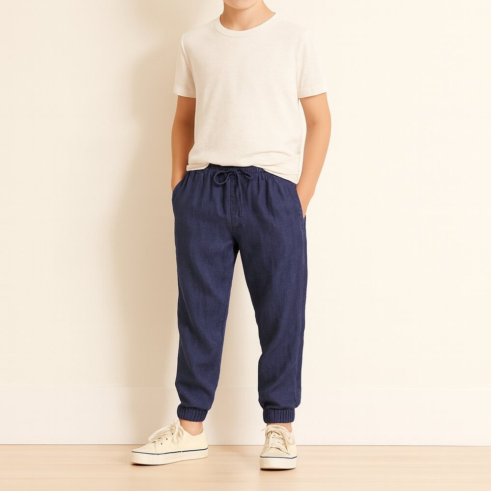 Polo by Ralph Lauren Boy's Linen Blend Pull On Joggers Navy Size 16